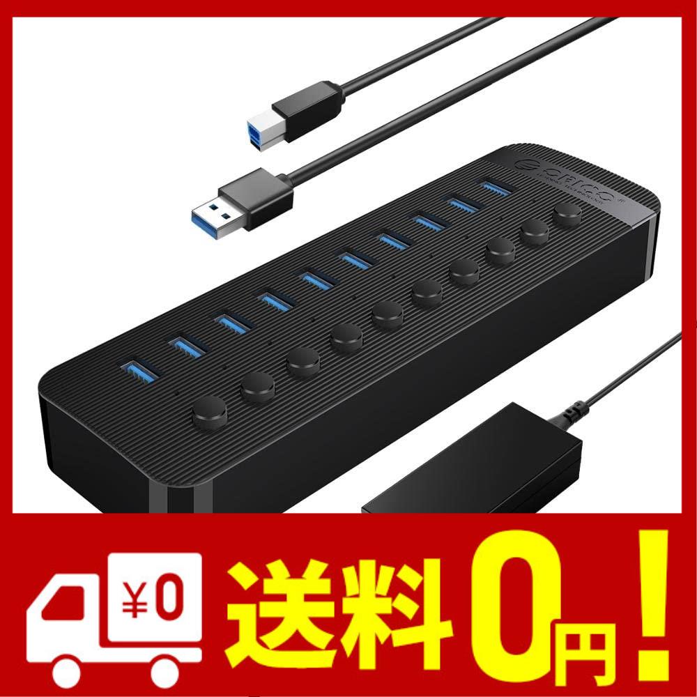 ORICO 10ポート BC1.2 USB3.0 ハブ 急速充電対応 個別スイッチ付き セルフパワー 12V 4A 48W 電源 CT2U3-10AB 黒 ブラック